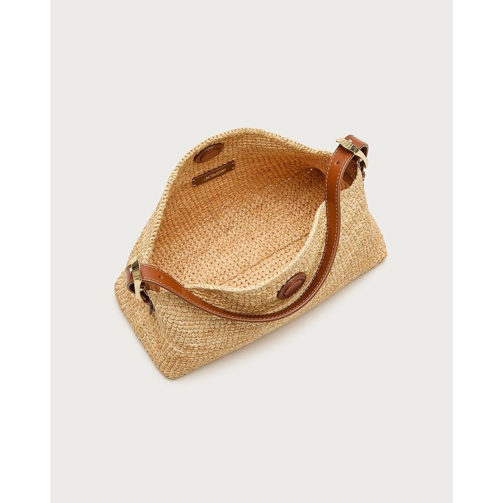 J.Crew Berkeley Small Handknotted Shoulder Bag Raffia Leather Gold CR882 NWT - Picture 2 of 12